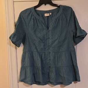 Knox Rose Blue Button-Down Blouse